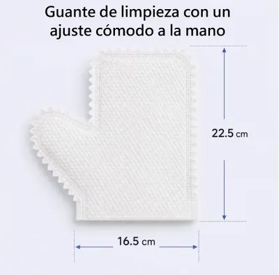 Guante blanco de microfibra extendido, con sus medidas